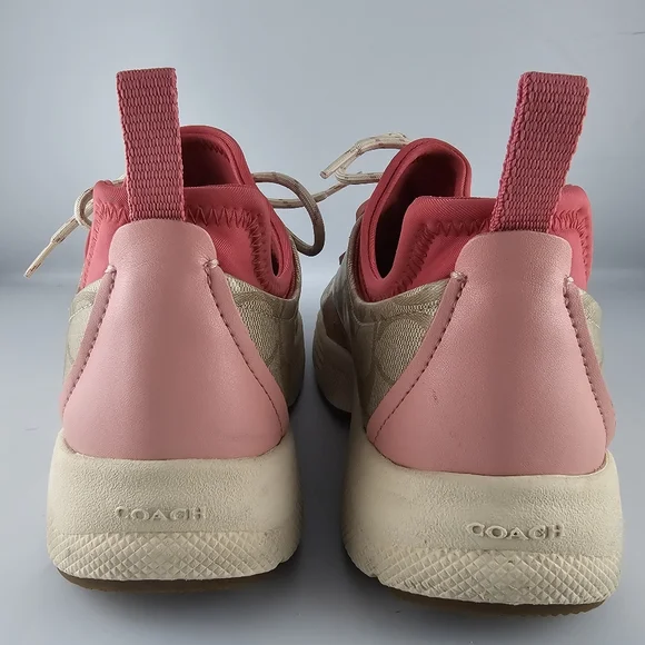 Coach Signature 270 Shoes Women's Size 10 Tech Runner Tan Pink Lace Up Sneakers - Picture 5 of 16